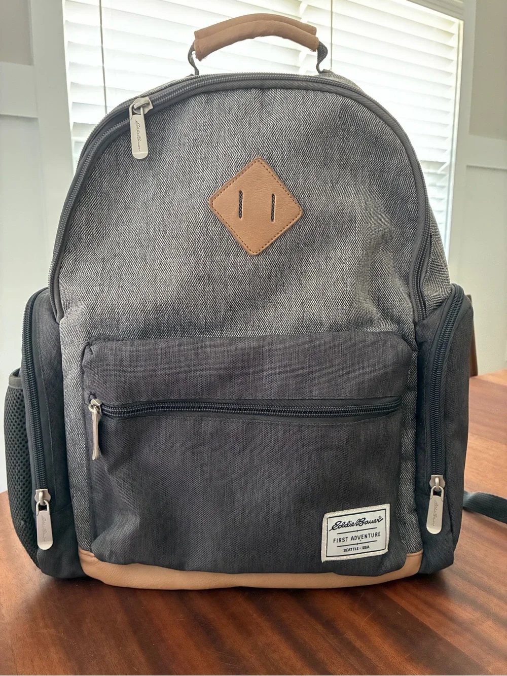Eddie Bauer Gray and Tan Diaper Backpack