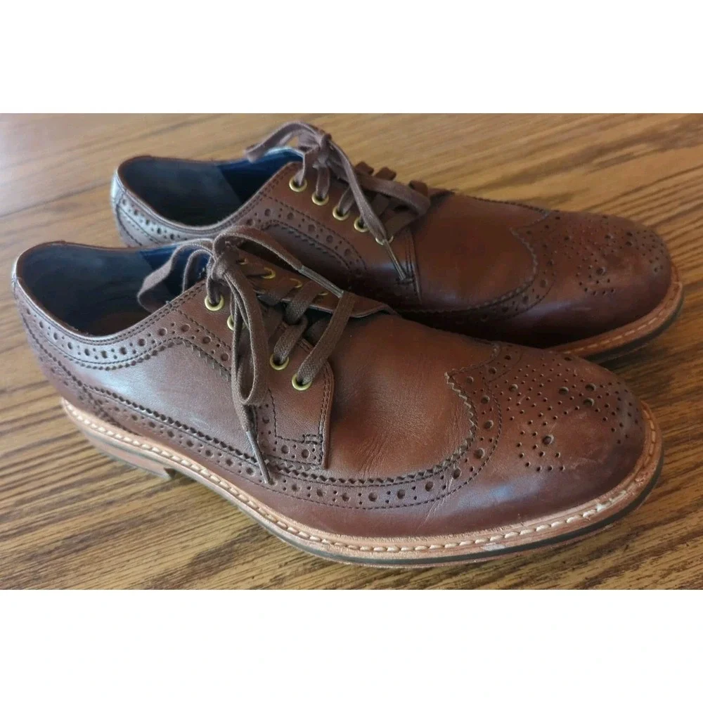 Cole Haan‎ Grand OS Men's Wingtip Oxford Brown Leather Shoes Size 7 M