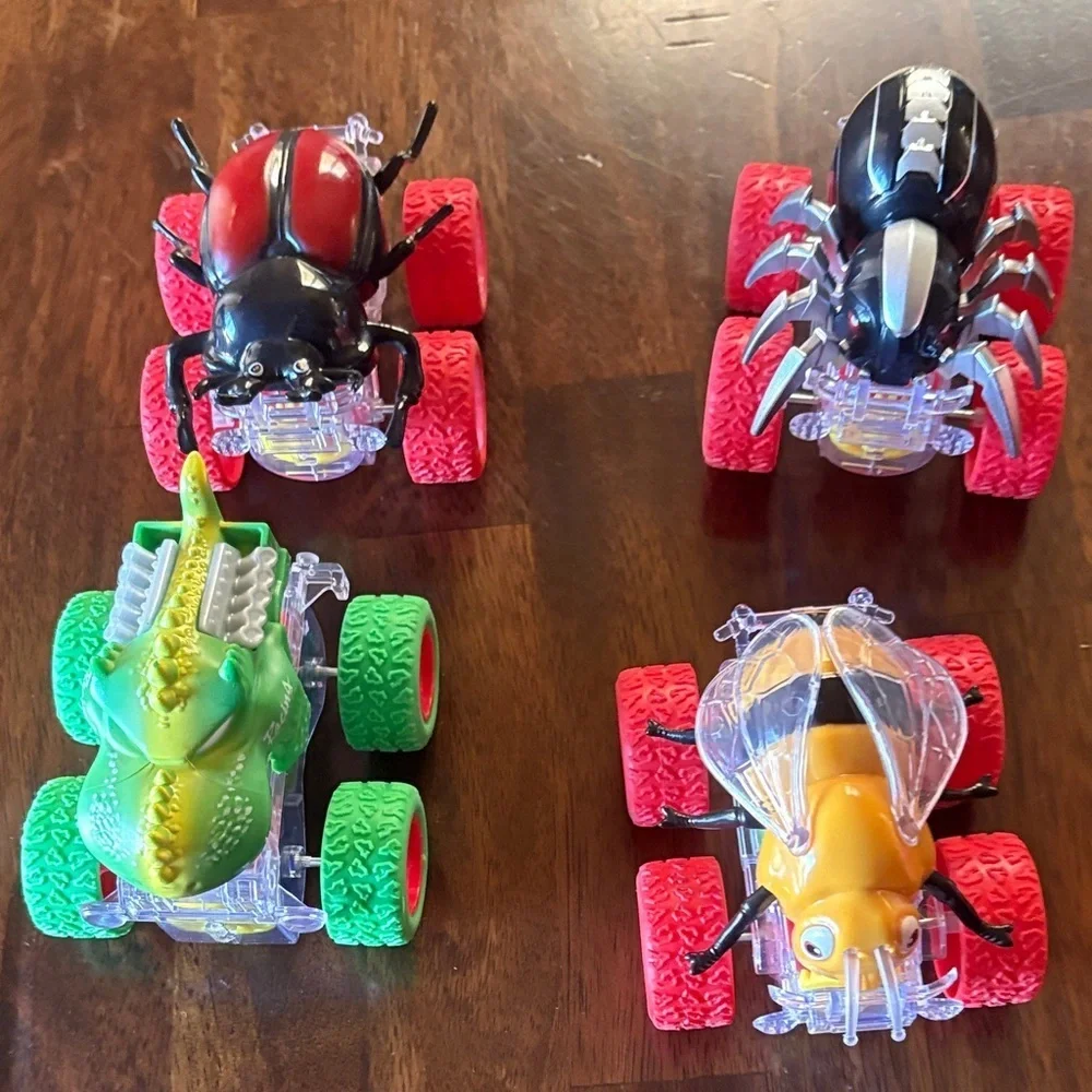 Insect-Themed Toy Cars Set - Red, Black, Green, Yellow