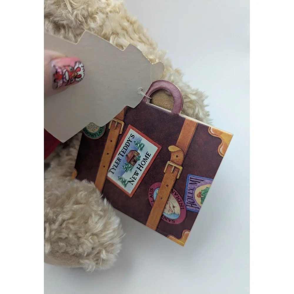 Hallmark‎ Tyler Teddy Plush Bear with Storybook Tag Red Vest Christmas 1990s