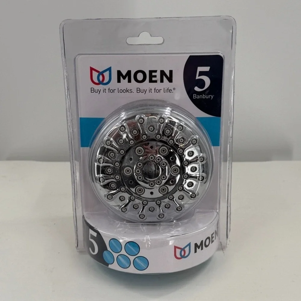 Moen Banbury‎ 5-Setting Fixed Shower Head Chrome Wall Mount 2.5 GPM Massage Jets