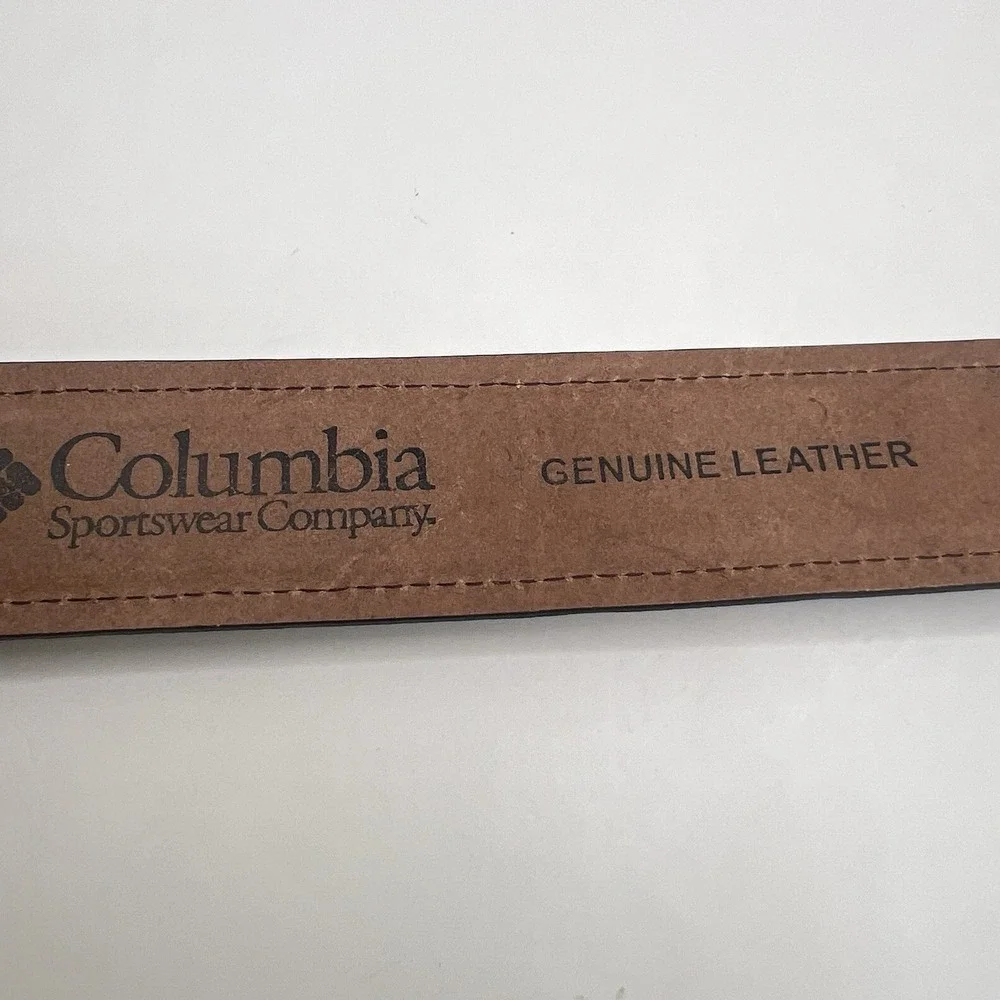 Columbia Genuine‎ Leather Belt XL/42-44 Brown Stitch Detail Classic