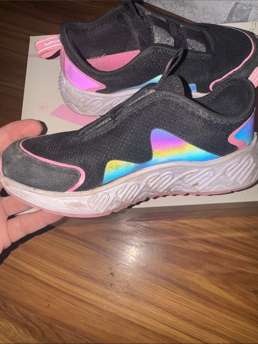 Kids Justice Sport Sneaker, girls size 1. Slip on shoes and easy to wear! Comfy!