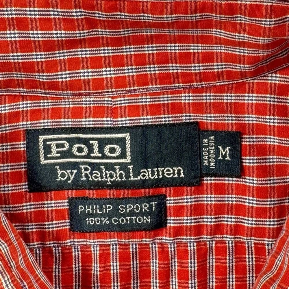 Polo Ralph Lauren Shirt Philip‎ Sport Mens M Red Plaid Long Sleeve Button Up
