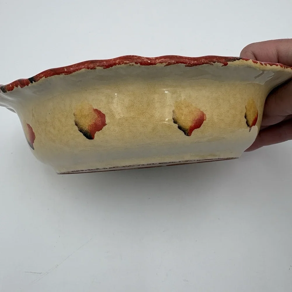 ITALICA ARS Hand Painted Pottery 8-1/2 x 6 Oval Oven Bowl, Italy‎