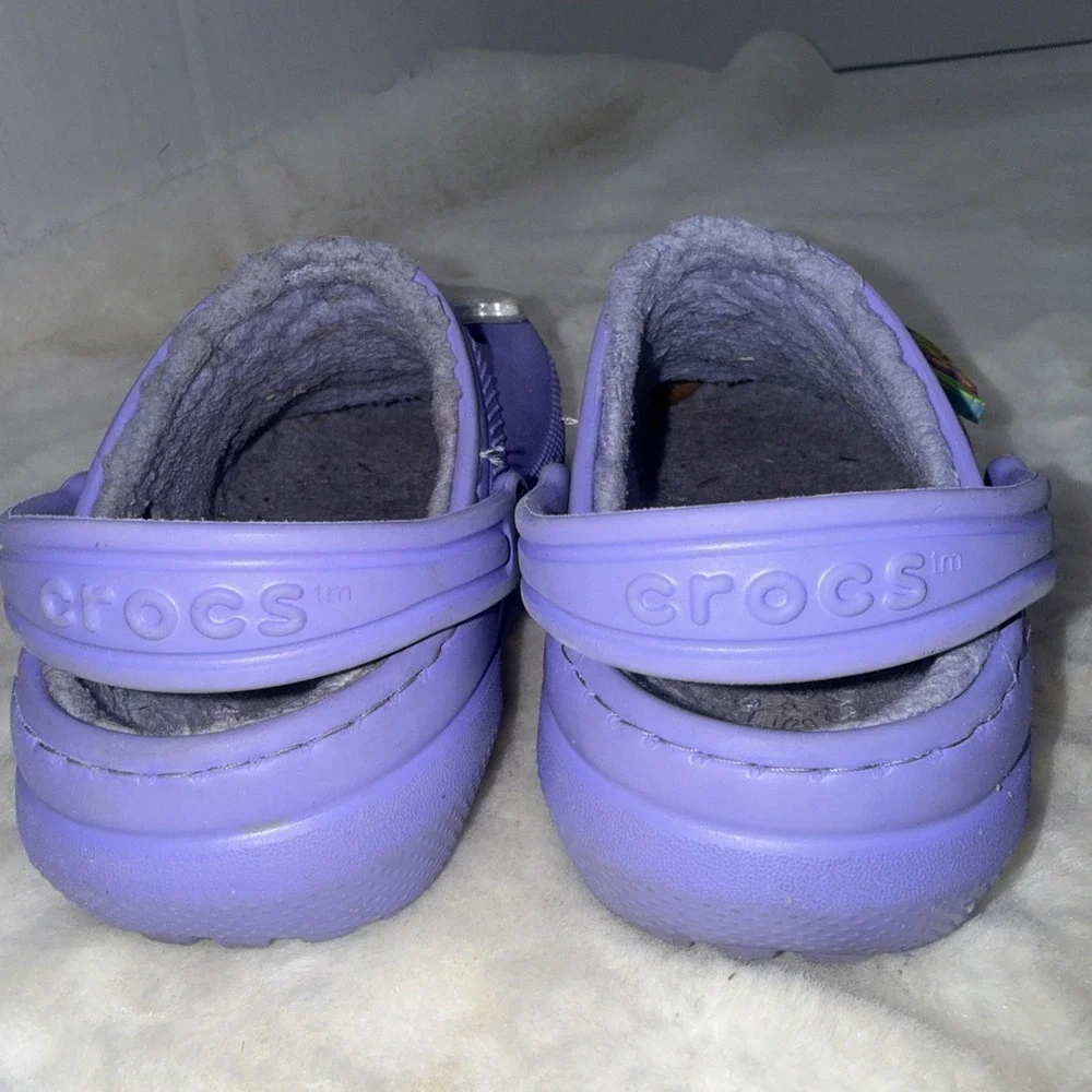 Crocs Classic Fleece Lined Purple Clog Lisa Frank Charms Toddler Child Size 9 C9