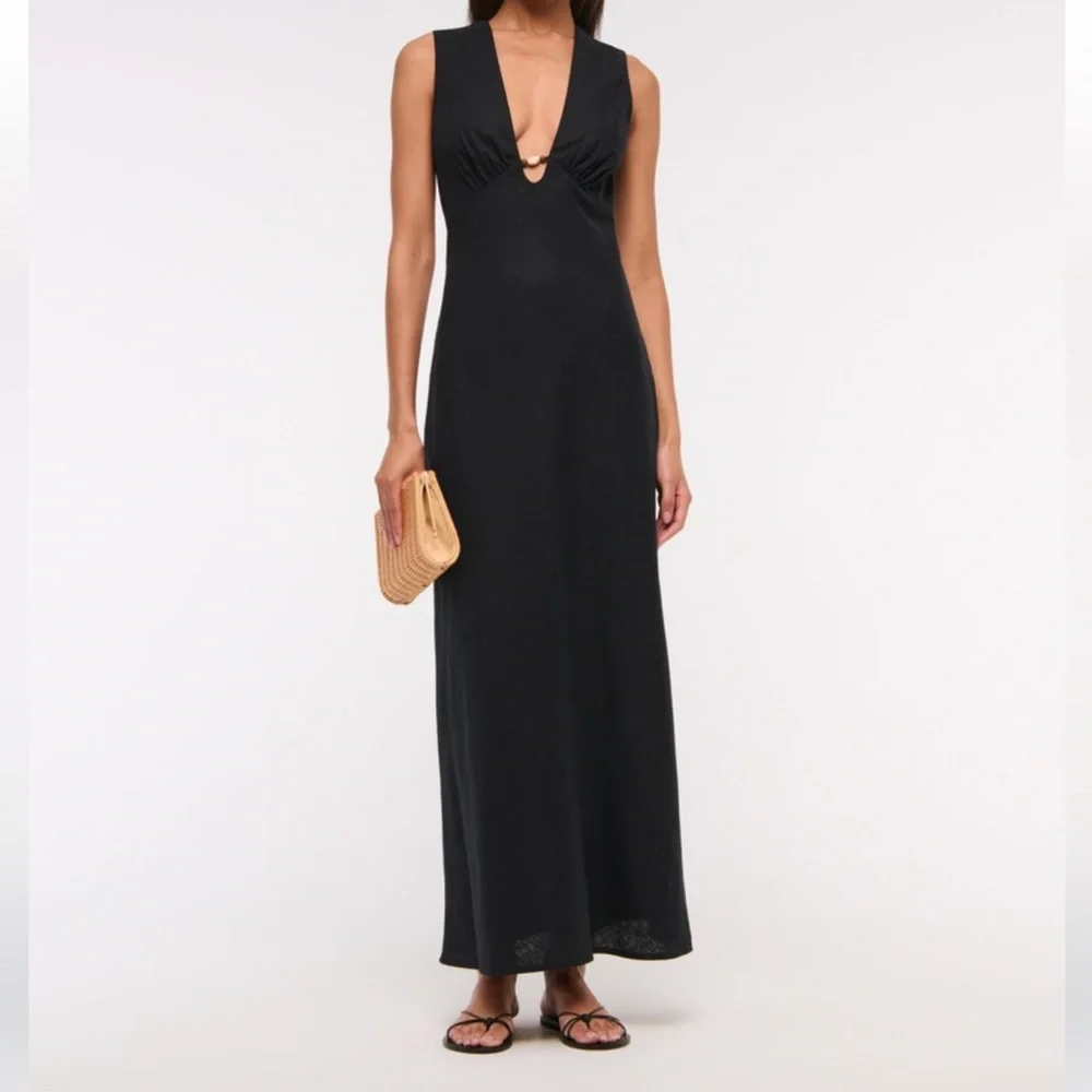 Abercrombie & Fitch Black Maxi Dress with Deep V