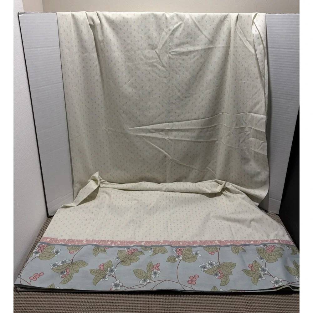 Bill Blass Springmaid Twin Sheet Set Percale Floral Blue Pink Green Vintage
