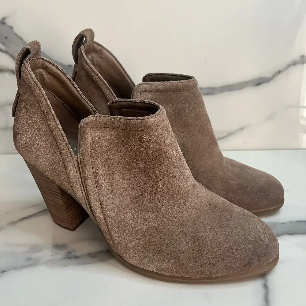 Vince Camuto Brown Leather Block Heel Francia Boots Sz 8.5 Western Boho Festival