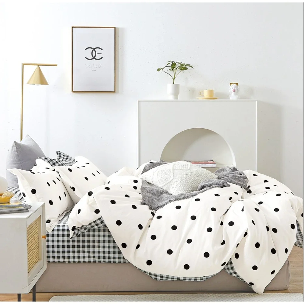 Hepburn Black Gingham Plaid 100% Cotton Sheet‎ Full Preppy Farmhouse Country