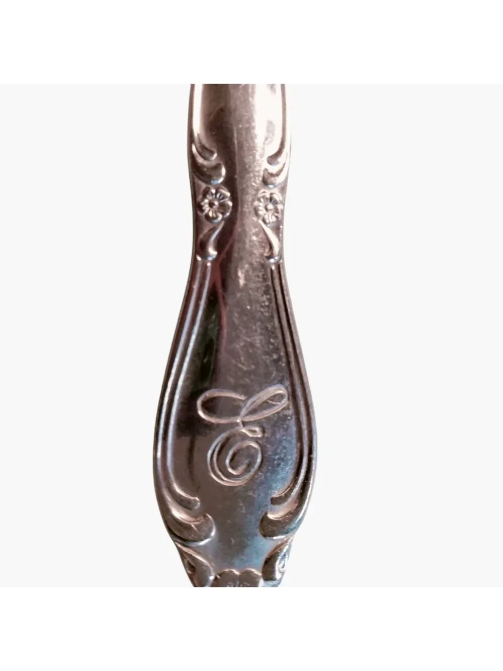 Monogrammed Dinner Knife Ornate Initial E Floral Handle Replacement