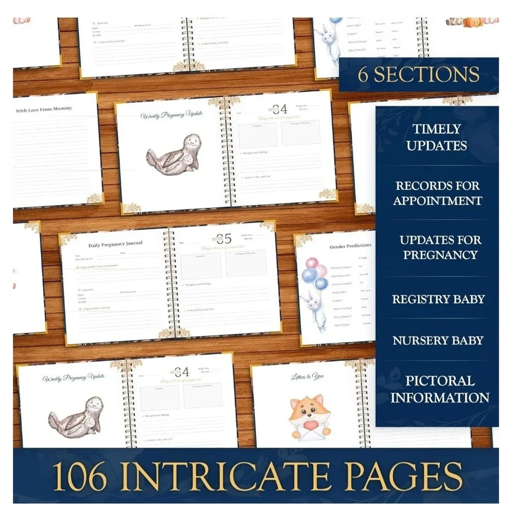 Pregnancy Journal with Beautiful Gold Pen‎