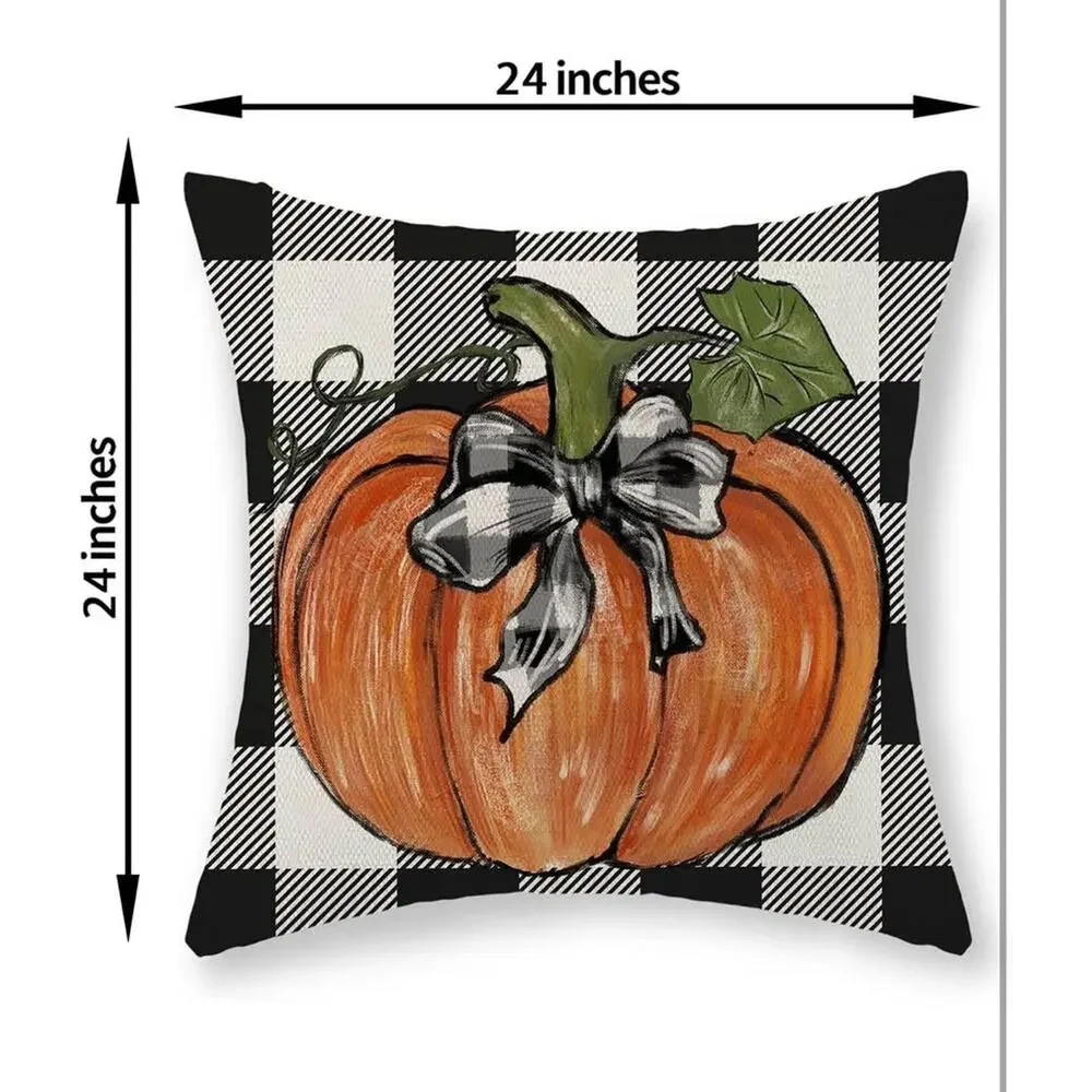 New: 2 pack zippered throw pillow‎ covers; boho pumpkin maple leaves