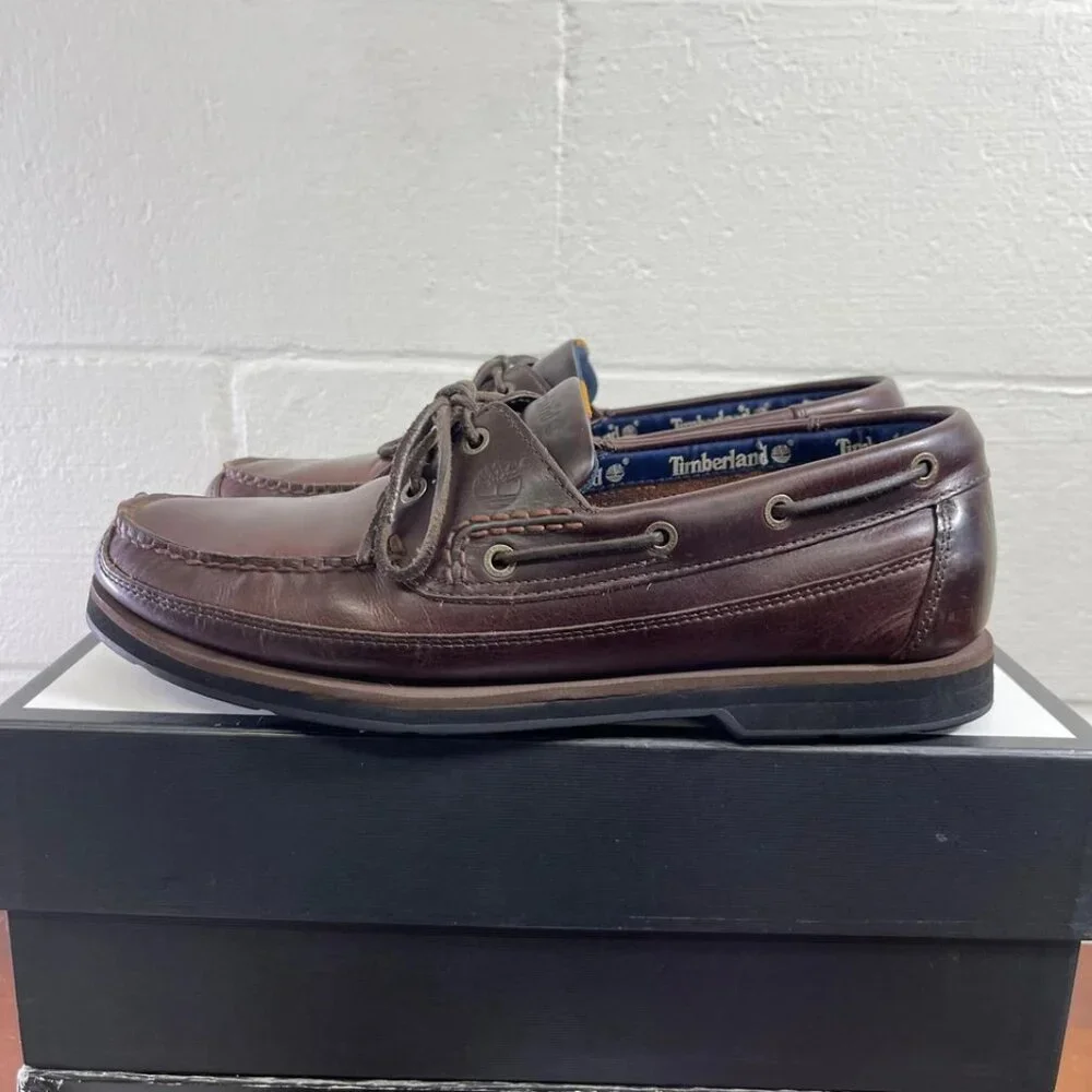 Timberland 55596 Boat Shoe Brown Leather‎ Casual Shoes 2 Eyelet Men's Size 12 M