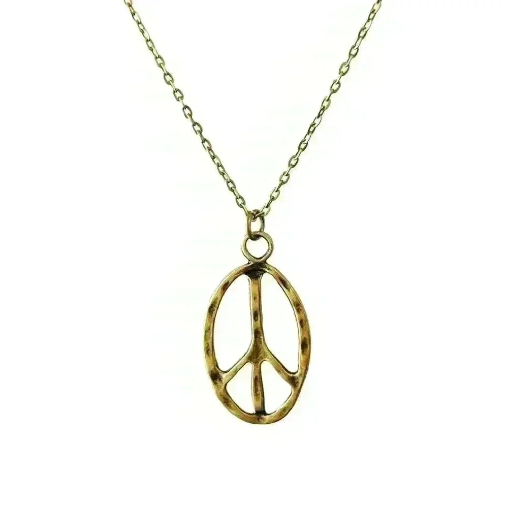 Peace sign necklace hippie accessories hippie jewelry for women bronze