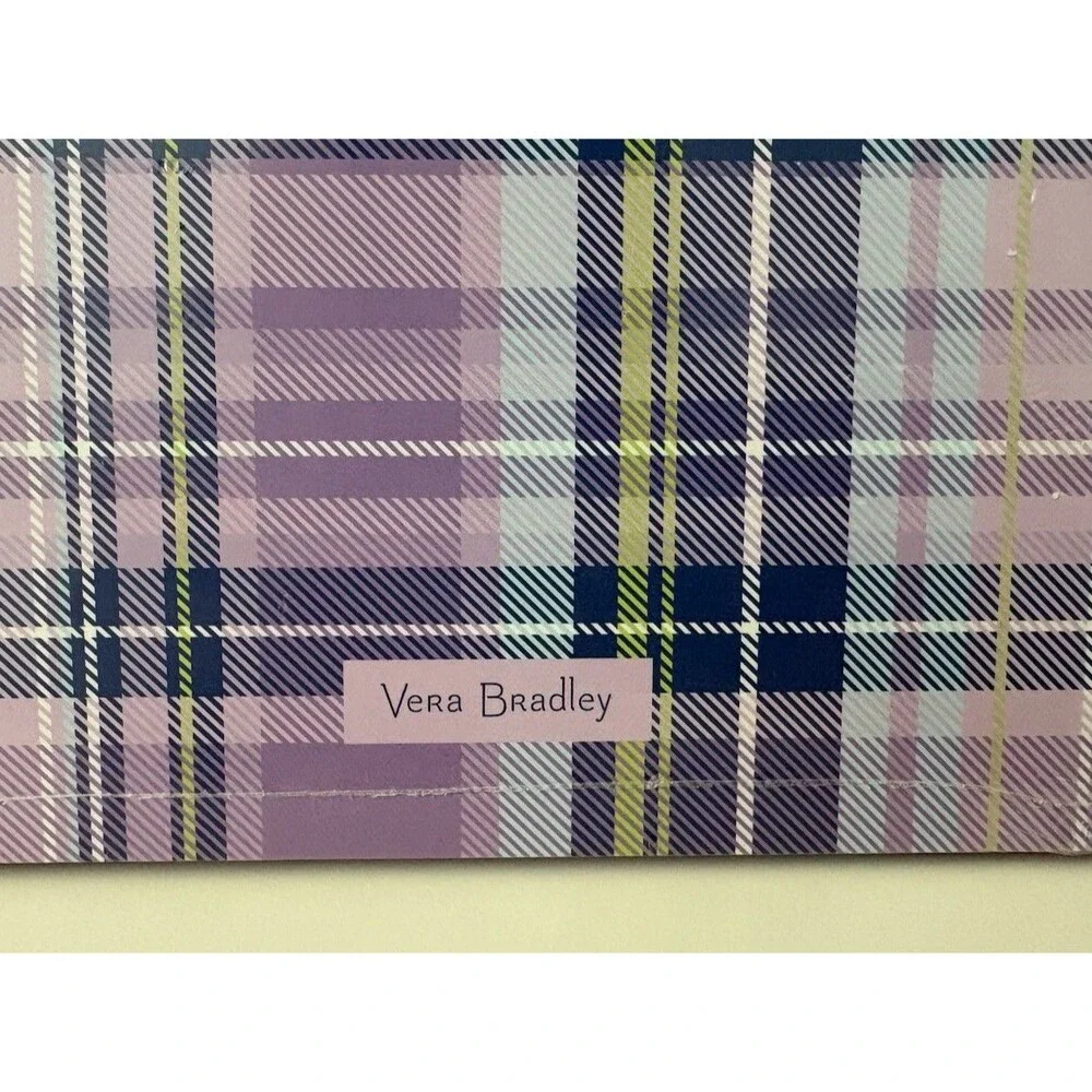 Vera Bradley Large Spiral Notebook with Pocket Amethyst Plaid Print Sealed New!
