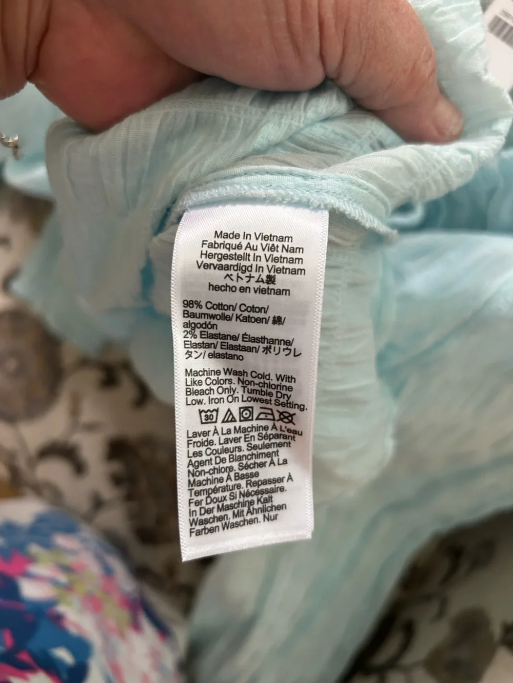 J. Crew Light Aqua Tie-Front Seersucker Popover