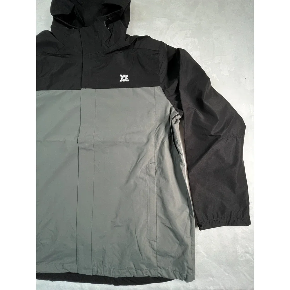 NWT‎ DIXXON Mens 2XL Tech Jacket Gray Hooded Rain Windbreaker Zippered Pockets