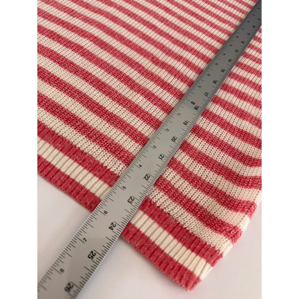 J.Crew Womens Striped Knit Sweater Coral White Crewneck Long Sleeve Size S