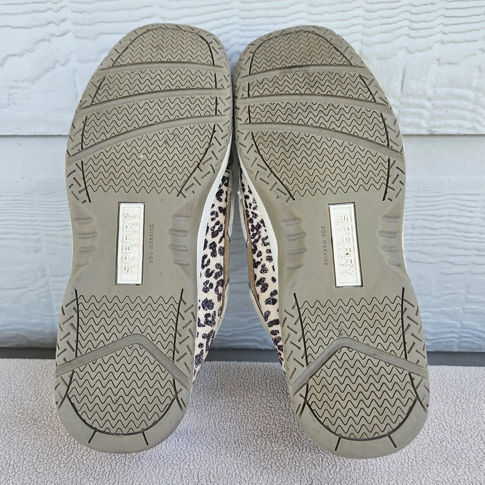 Sperry Top-Sider Angelfish Leather Suede Boat Shoes Leopard Youth Size 4 Tan