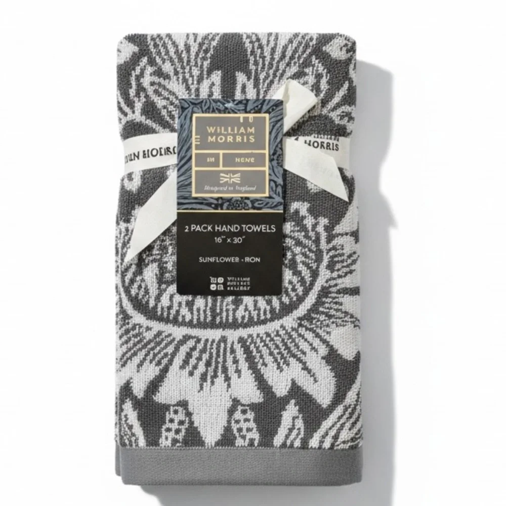 William Morris At Home 2 Pack Hand Towels Sunflower Iron NEW