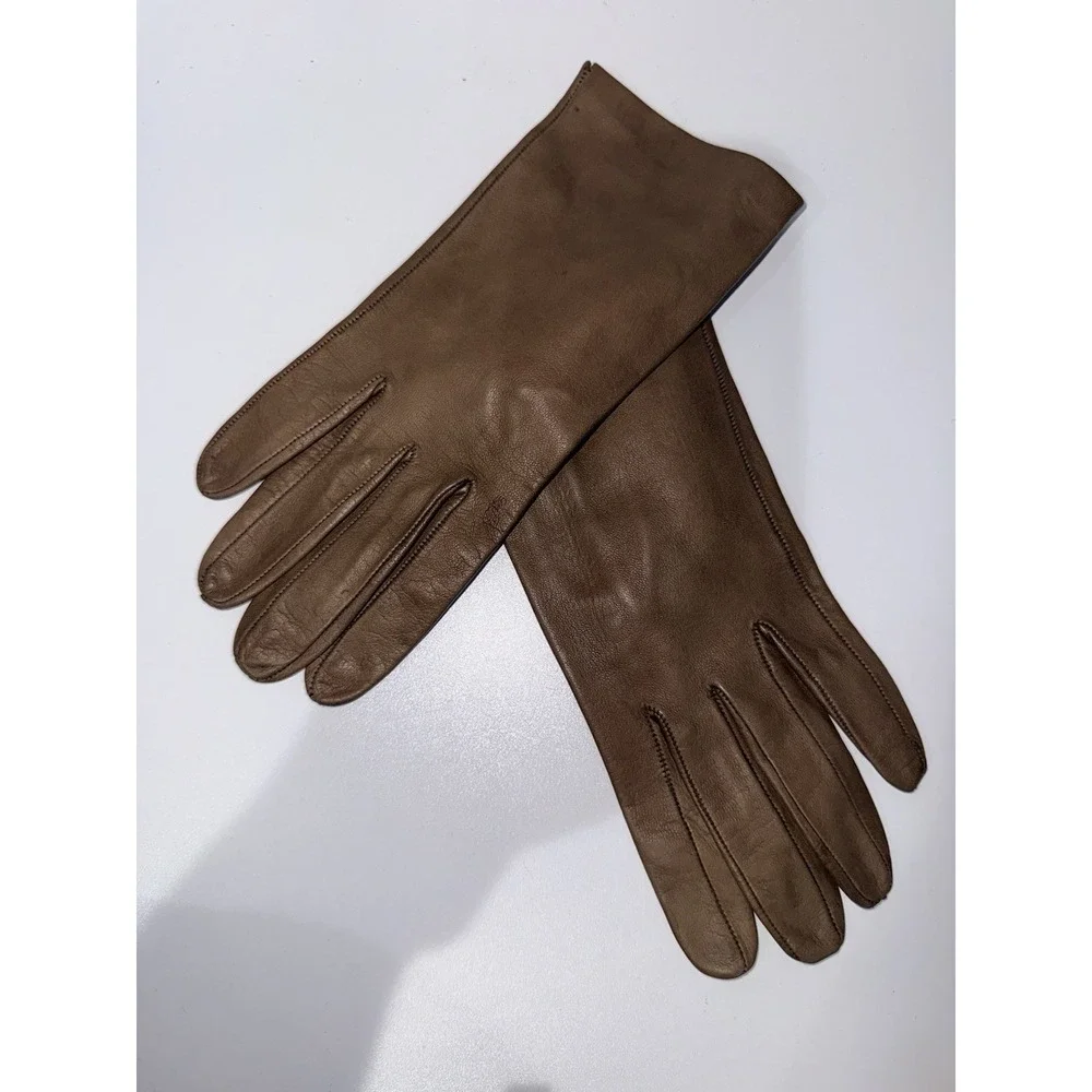 Womens‎ Brown Leather Gloves Size 7.5 Made In Italy 1