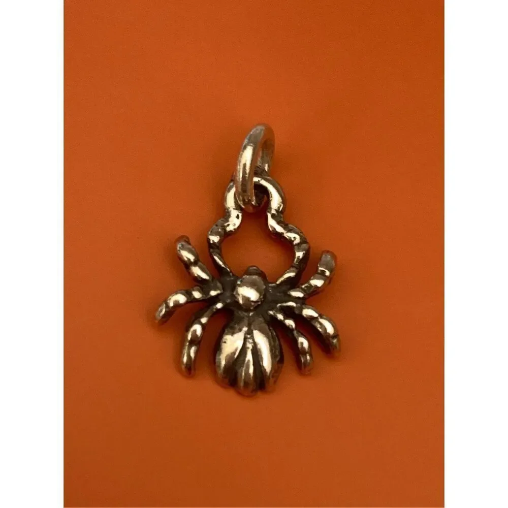 Spider Halloween Vintage Sterling Silver Jewelry Charm #arthropods