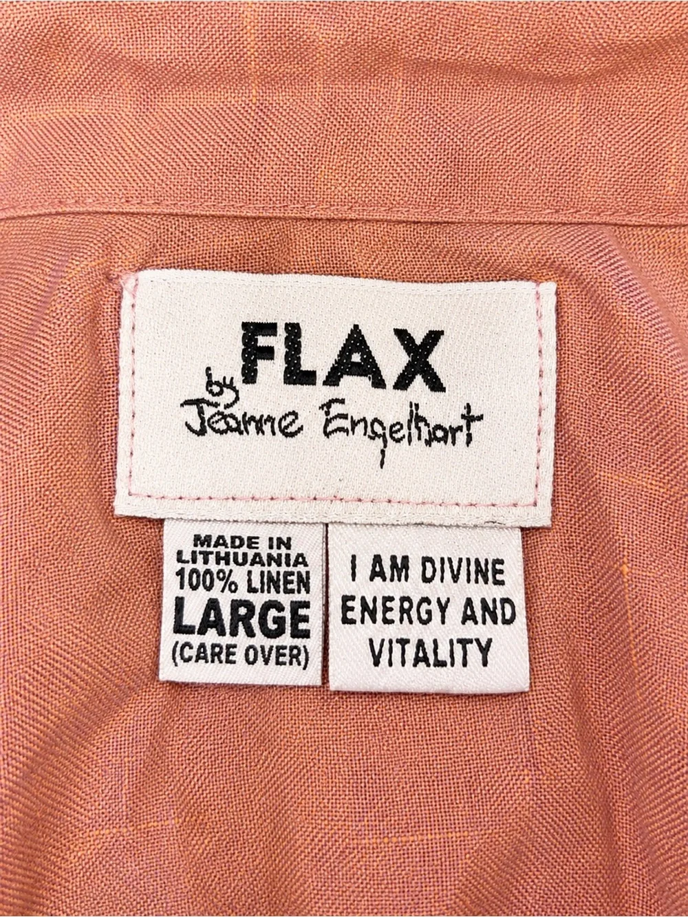 FLAX Jeanne Engelhart Pink Mauve Linen Button Front Top Large