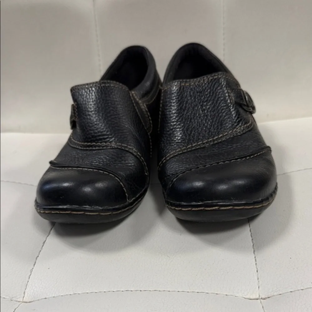 Clarks Collection Ashland Indigo Womens Shoe 8.5 Black Leather Loafer.