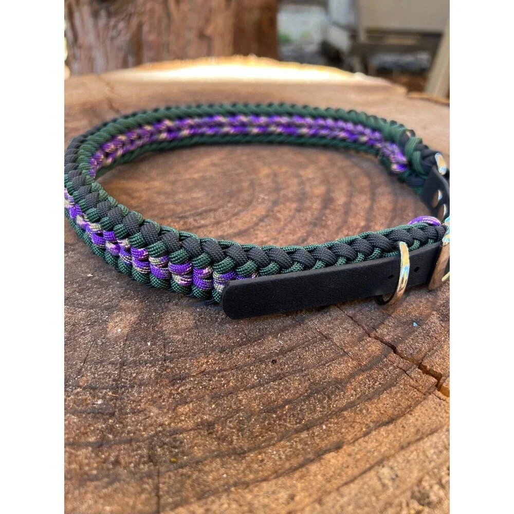Fits 21-23 in. Neck Size, Paracord Adjustable Dog Collar HANDMADE NEW