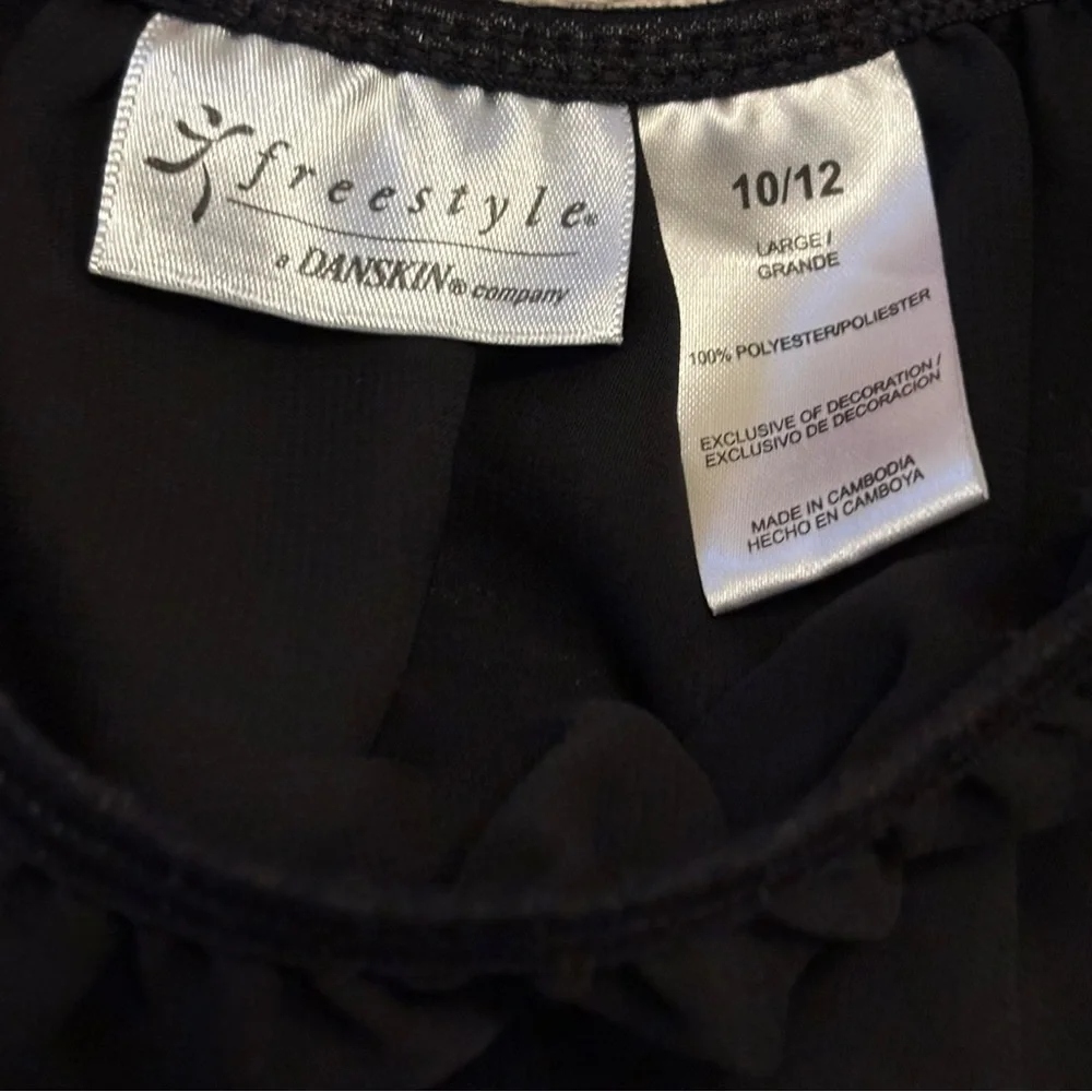 Freestyle Danskin Black Chiffon Dance Ballet Tutu Skirt with Bow - 10/12 Large