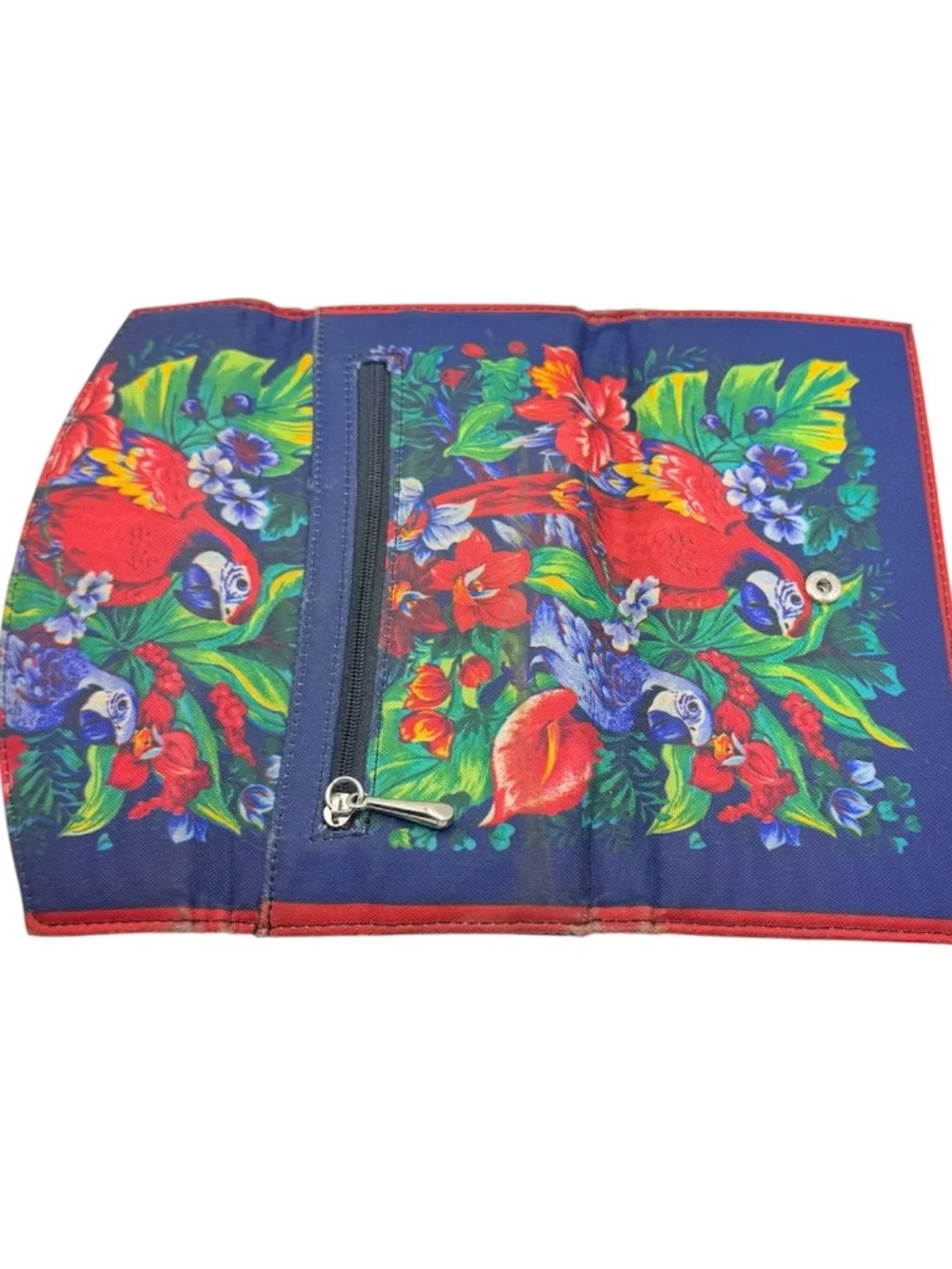 Tropical Parrot Beaded Embroidered Canvas Tote Bag Matching Wallet Set Y2K