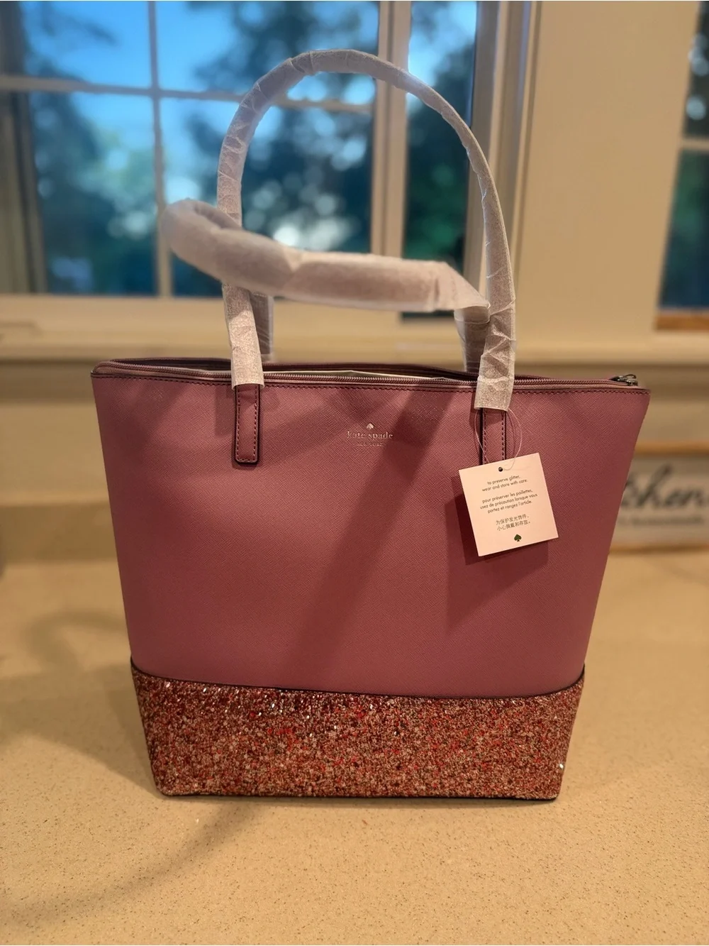 kate spade Rose Pink Tote with Glitter Base