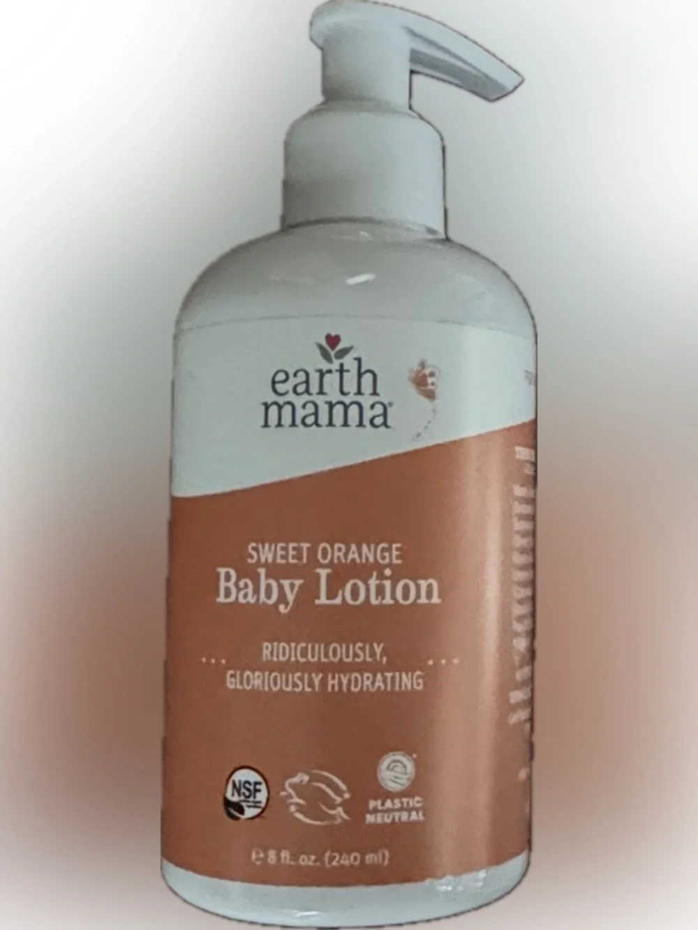 NEW! earth mama SWEET ORANGE Baby Lotion Organic Unopened Pump FOR EVERYONE 8 oz