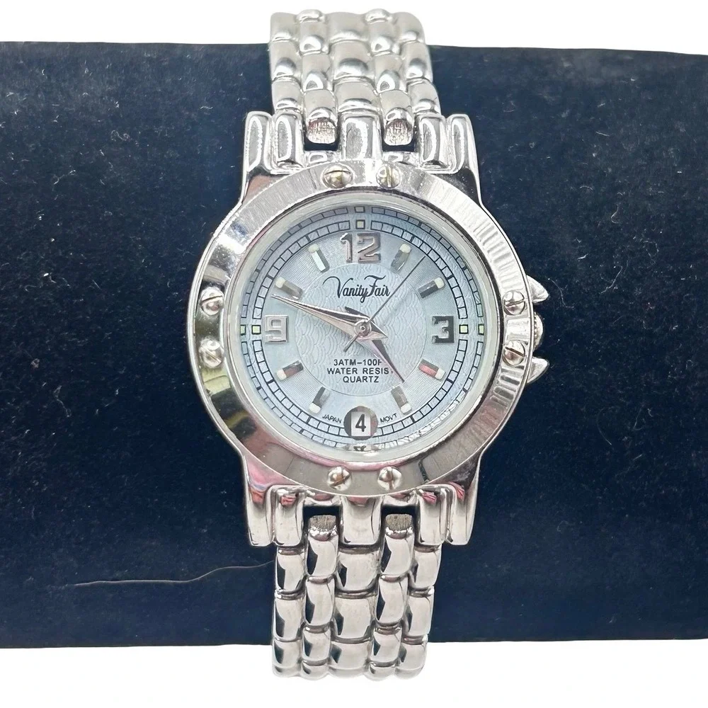Vanity Fair Women's Watch VFW501 Silver Tone Blue Dial Date Japan Movt Quartz