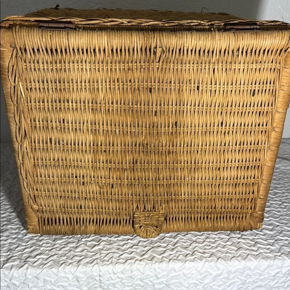 Two Adorable Vintage Elephant Design Wicker Storage Trunks/Baskets - Brown