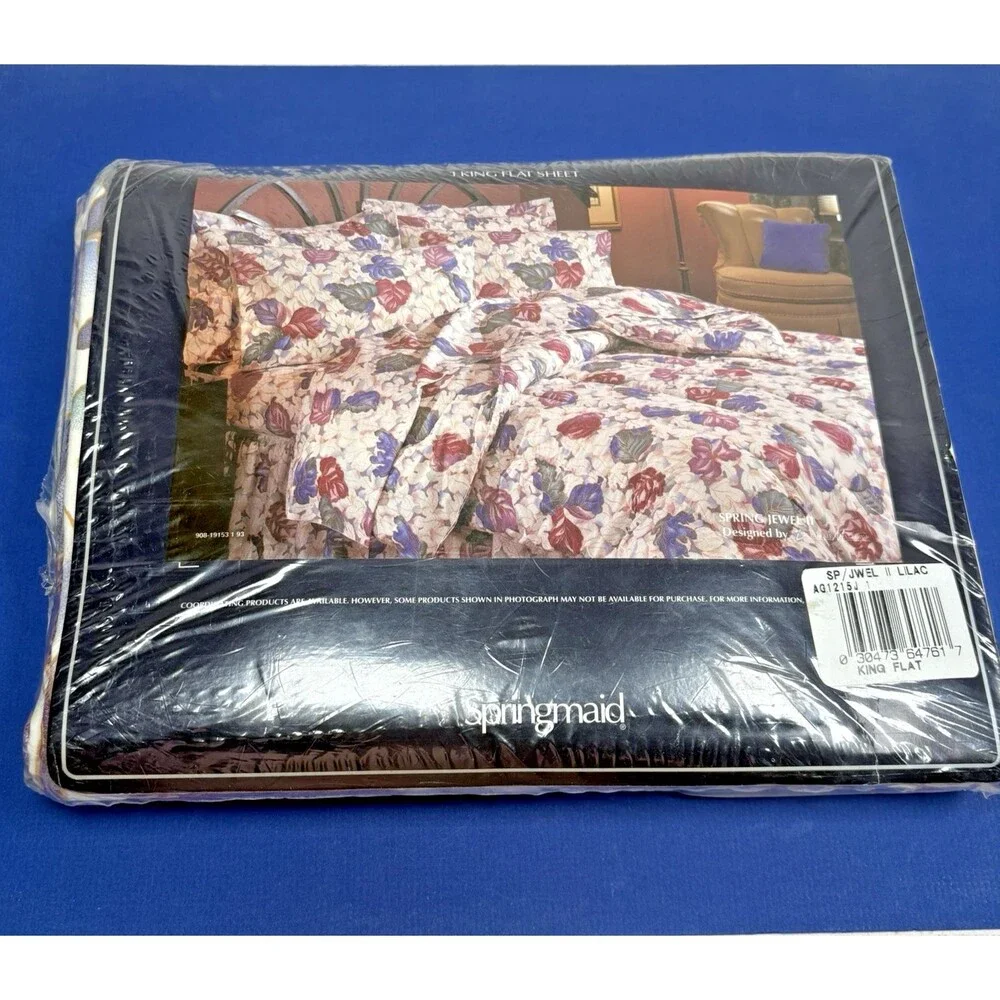 NEW Vintage SPRINGMAID King Flat Sheet Spring Jewel II Lilac Percale Floral