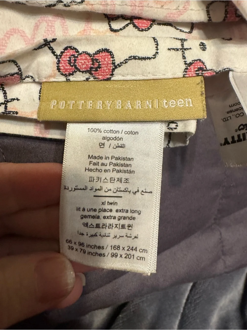 Pottery Barn Teen White and Pink Hello Kitty Cotton Bedding