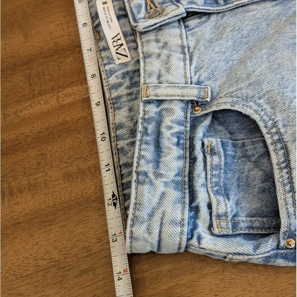 Zara Jeans 7223/223/427 Womens 6 Blue denim High-rise Straight Mom Fit Ankle