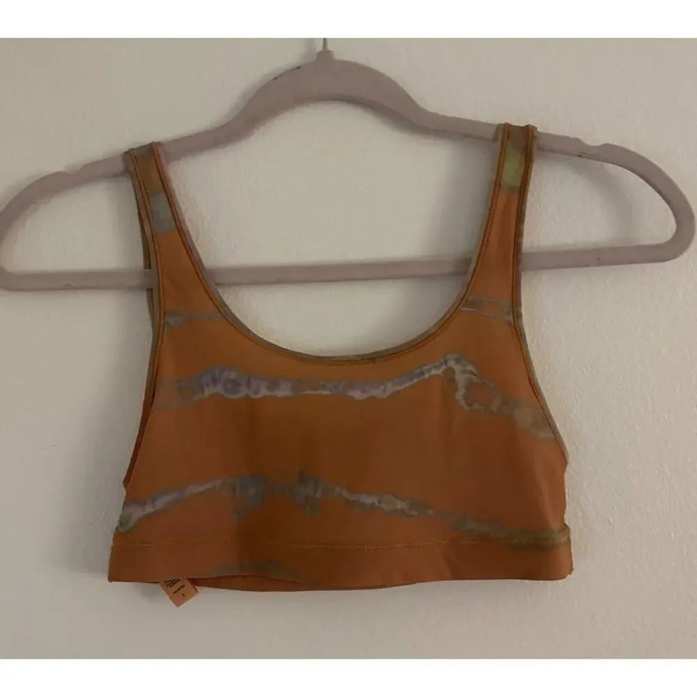 Skims Jelly Sheer Scoop Neck Burnt Orange Brown Tie Dye Bralette Bra Comfy Small