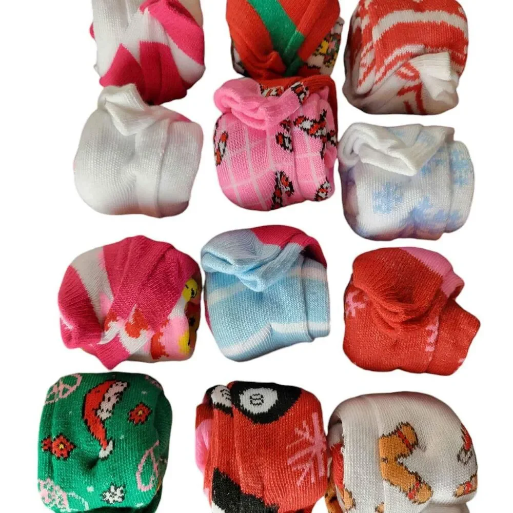 NEW Women's Mystery 12 Days of Christmas Ankle Socks Size 6-10