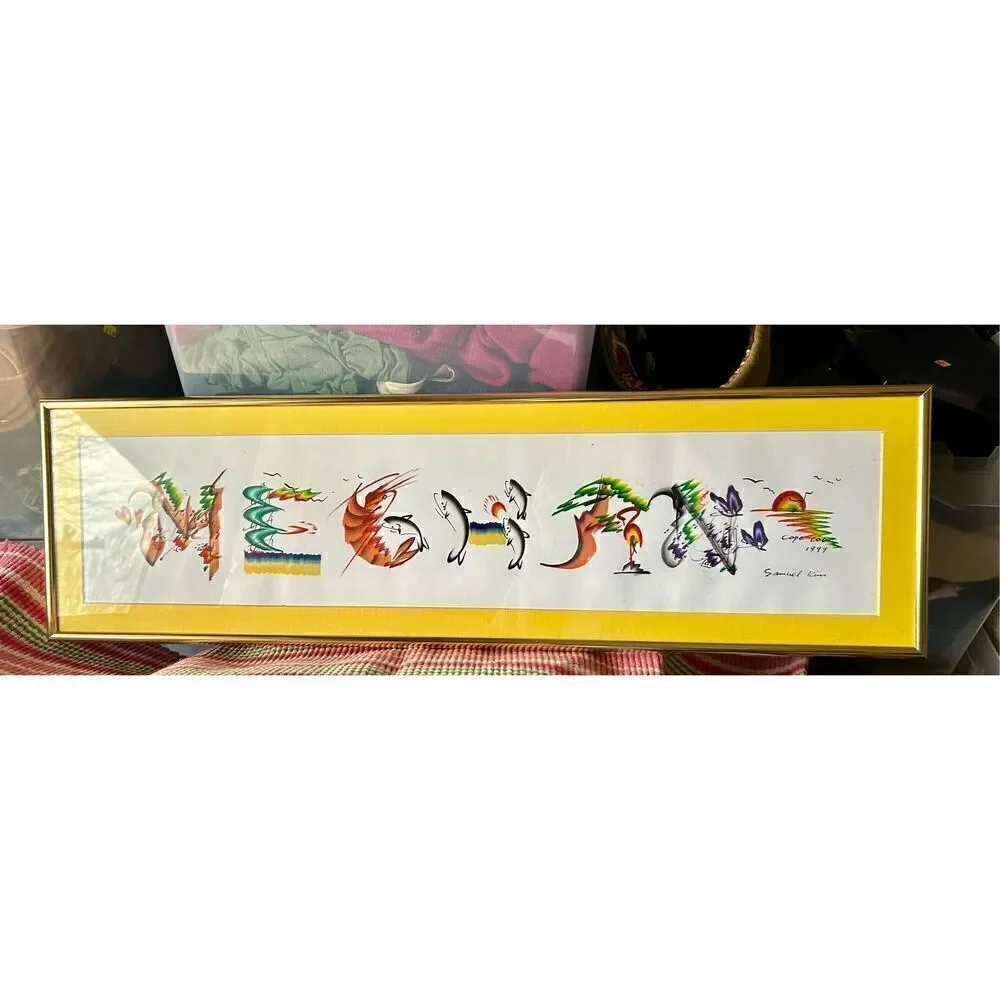 Exquisite Chinese Brush Art Framed Watercolor Hand-Painting Signed “Meghan”