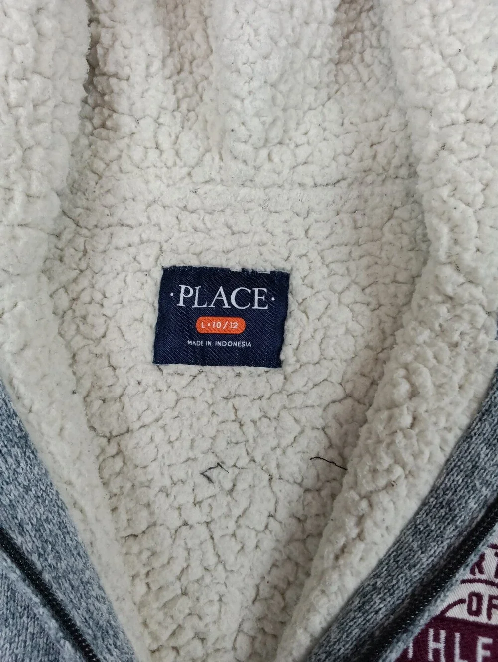 The Children's Place Gray Sherpa Lined Zip Hoodie Youth Size 10/12