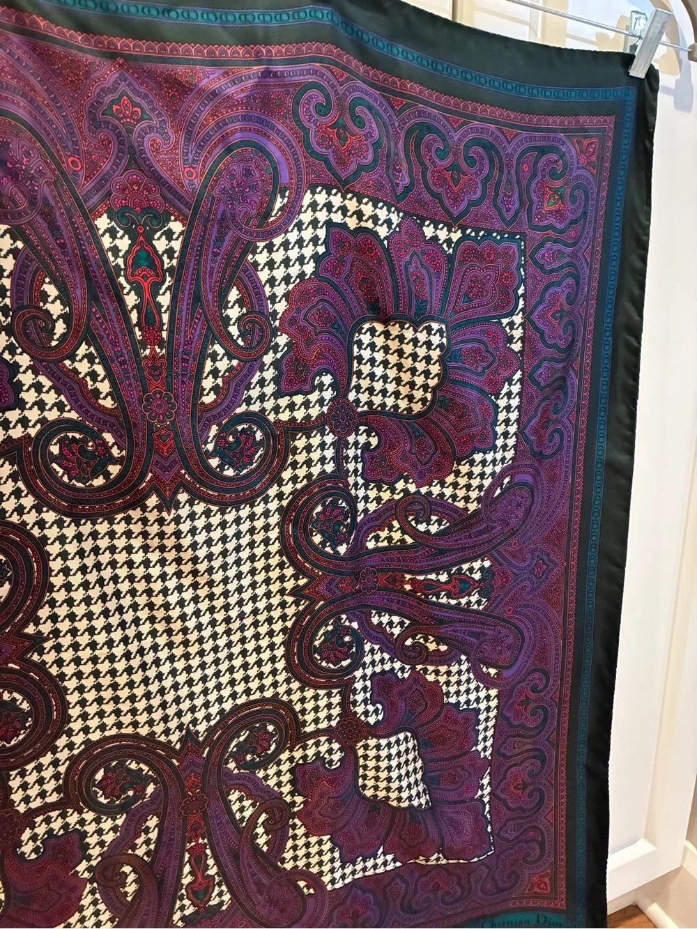 Christian Dior Silk Scarf in Plum and Deep Green