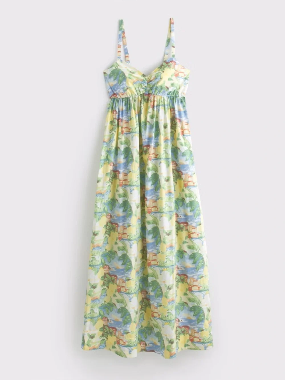 Abercrombie & Fitch Tropical Print Maxi Dress in Yellow, Green and Blue