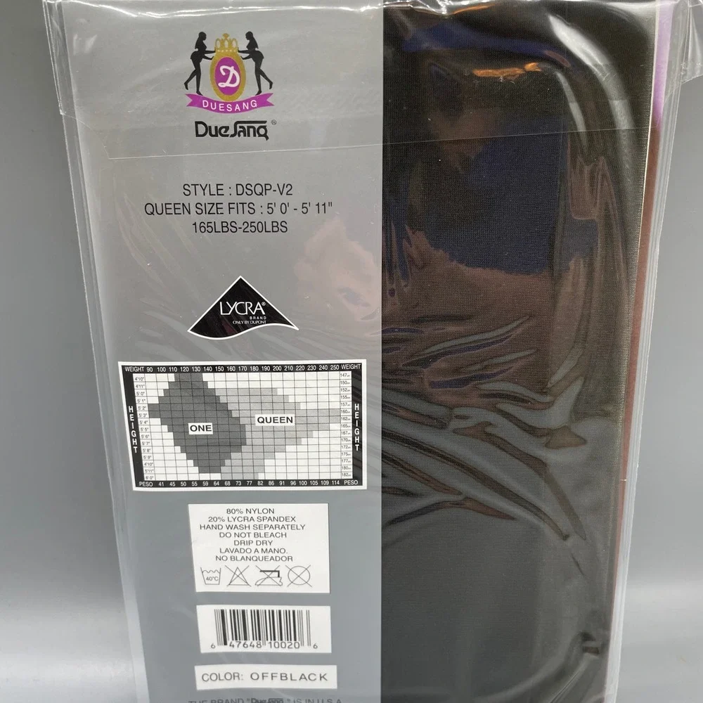 Duesang Queen Size Control Top Support Pantyhose Off Black Lycra DSQP-V2 NEW