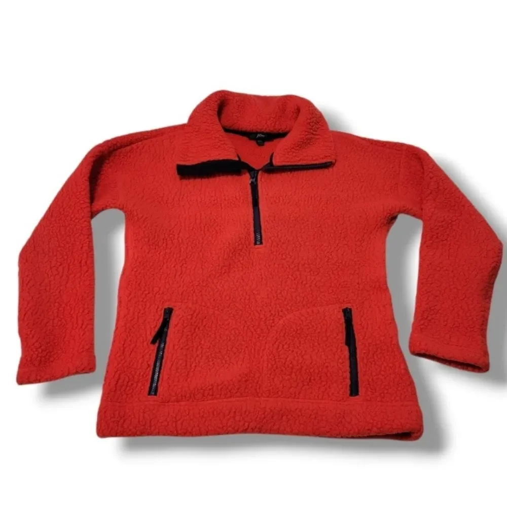 J.Crew Sweater Size XXS J. Crew Sherpa Fleece Sweater Teddy Pullover Sweater Red