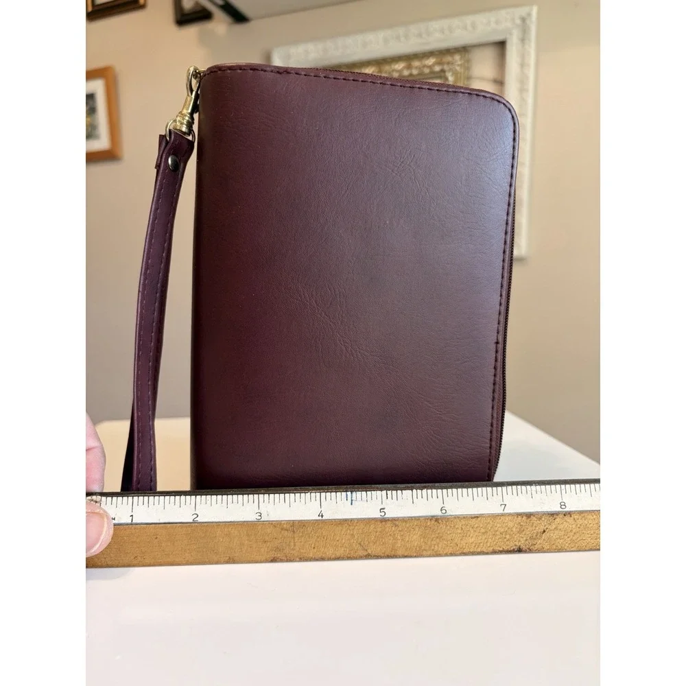 Willi Wear Organizer Planner,  Wallet Wristlet,  Double Zip, Burgundy, Y2k, Calc