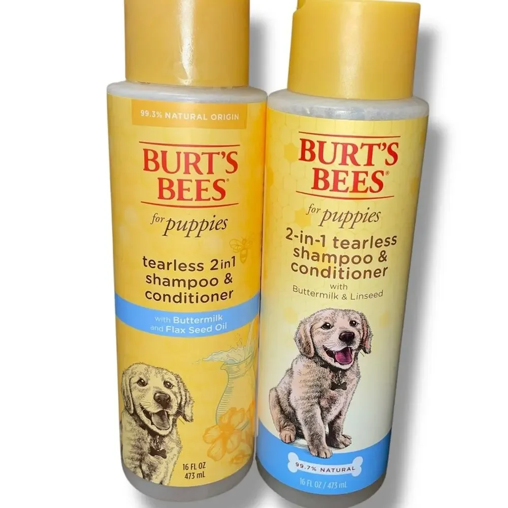 Burts Bees Puppies Natural Tearless 2 in 1 Shampoo Conditioner 16oz Lot of 2 Pet