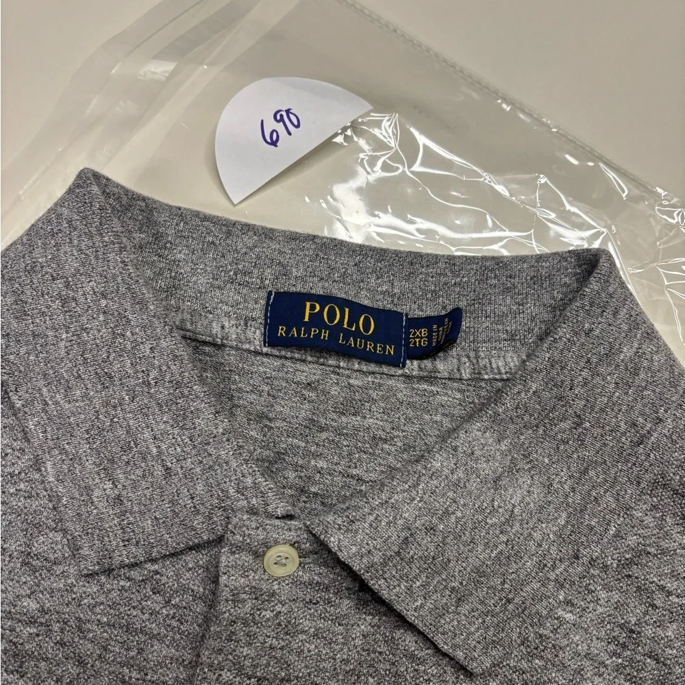 Polo Ralph Lauren Polo Short Sleeve Shirt Size 2XB Gray Black Pony 100% Cotton